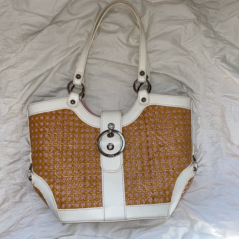 WICKER TOTE - NATURAL / WHITE